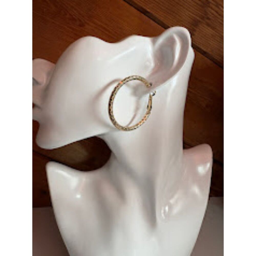 Gold Textured Hoop Earrings by Courtney G